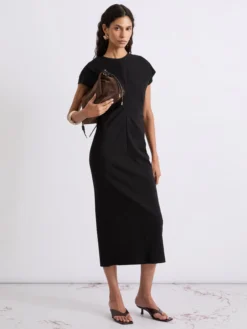 Abito midi in jersey - NERO