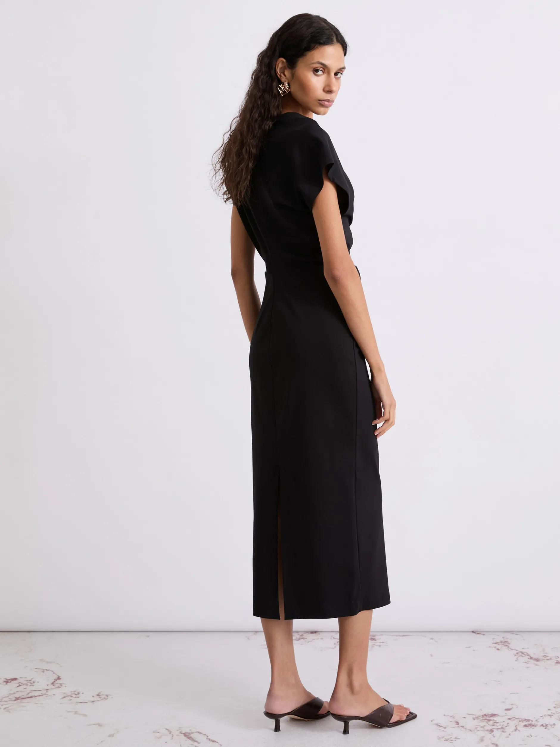 Abito midi in jersey - NERO