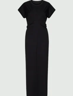 Abito midi in jersey - NERO