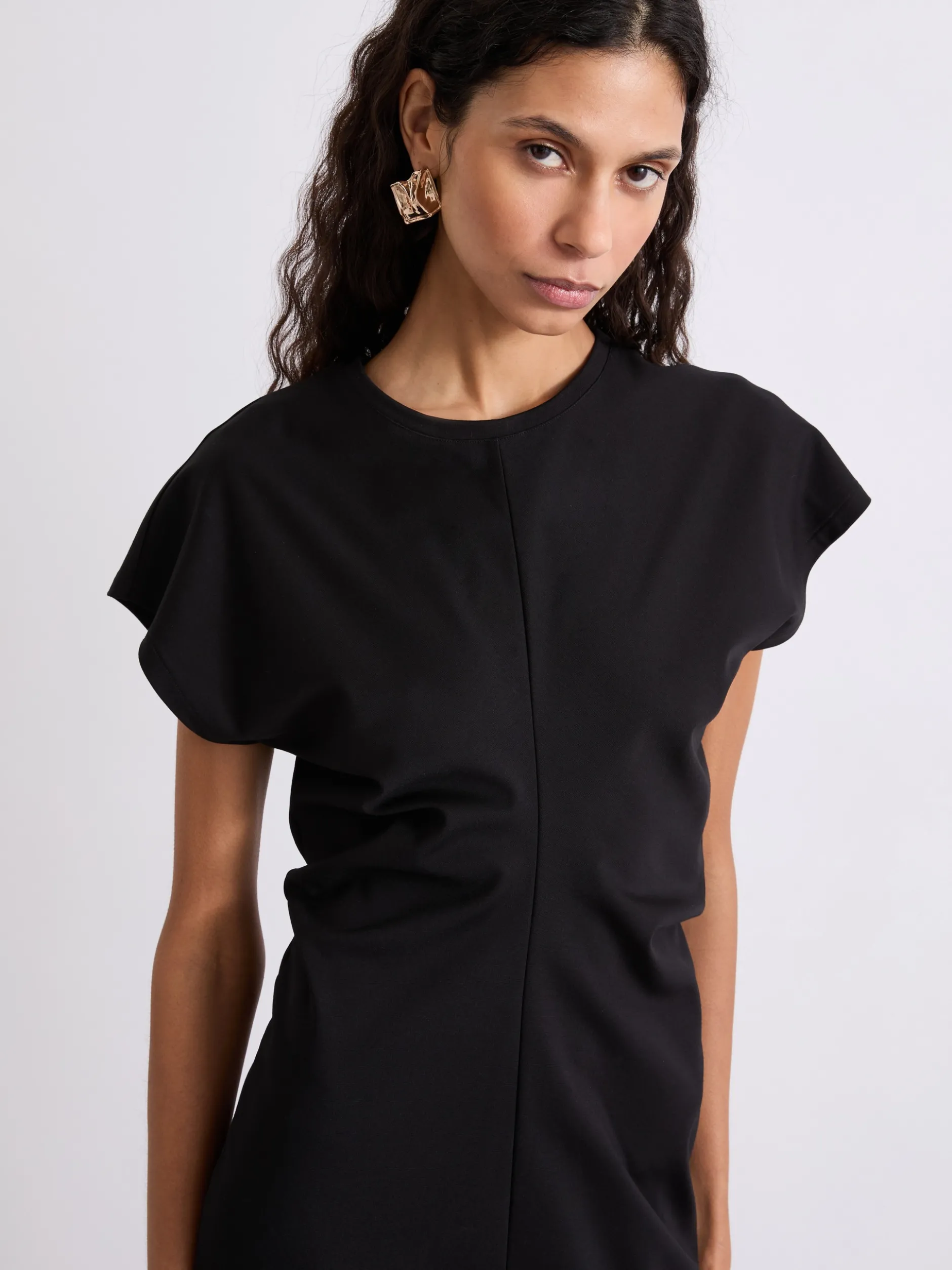 Abito midi in jersey - NERO