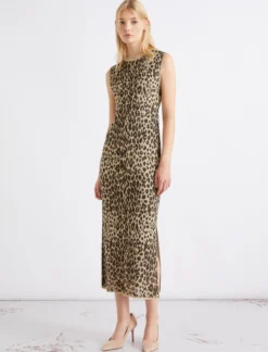 Abito midi in maglia jacquard - BEIGE