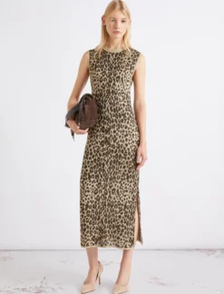 Abito midi in maglia jacquard - BEIGE