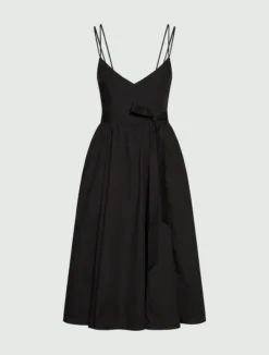 Abito midi in popeline - Nero