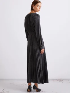 Abito plissettato in jersey lurex - BLU NOTTE