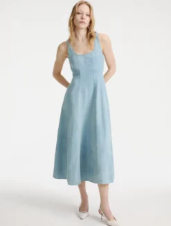 Abito sagomato in denim fluido - BLUE JEANS