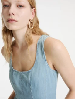 Abito sagomato in denim fluido - BLUE JEANS