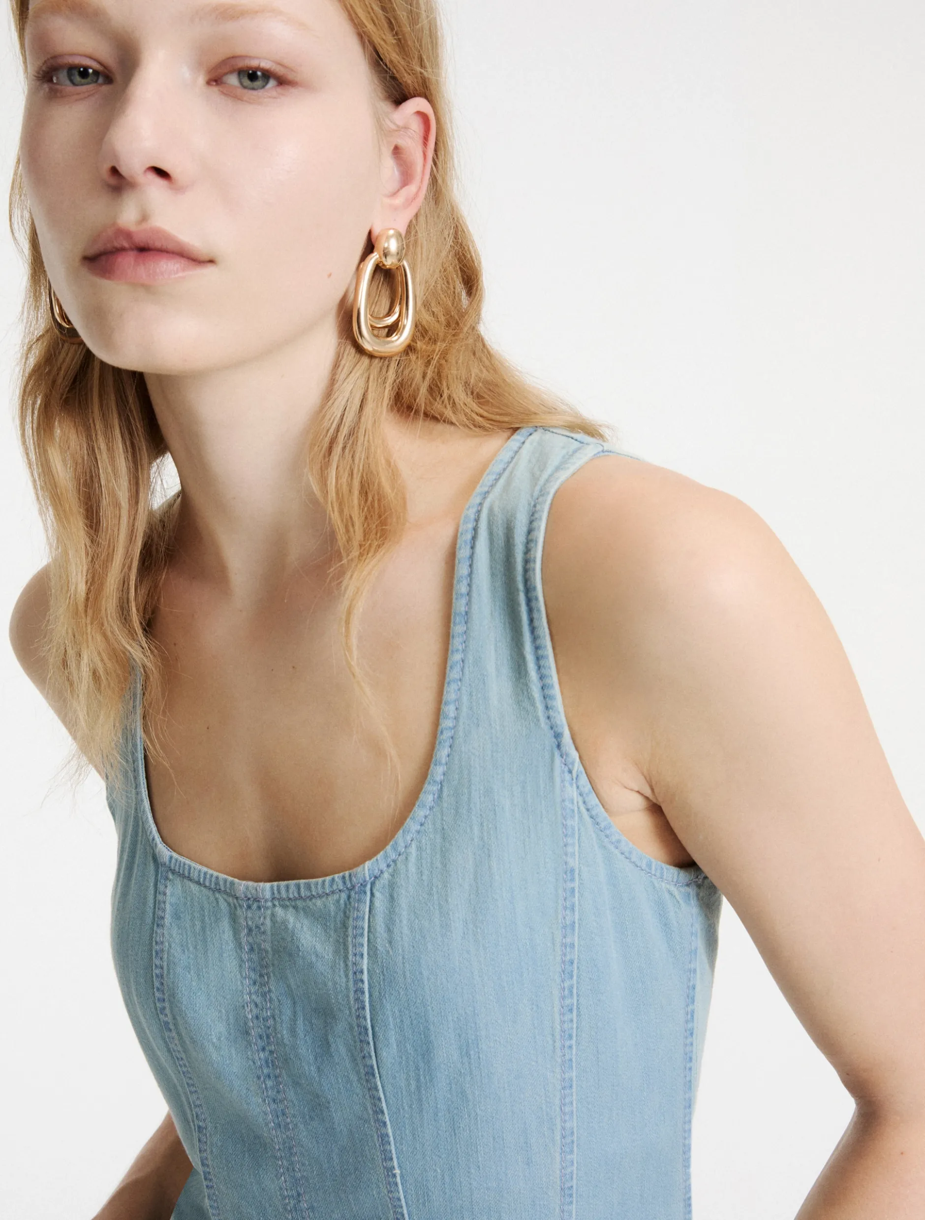 Abito sagomato in denim fluido - BLUE JEANS
