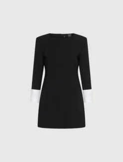 Abito sagomato in envers satin - NERO