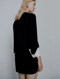 Abito sagomato in envers satin - NERO