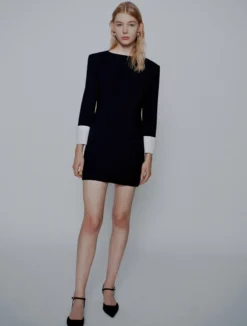 Abito sagomato in envers satin - NERO
