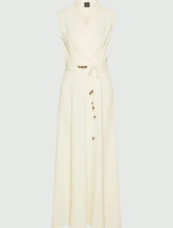 Abito smanicato in envers satin - BIANCO LANA