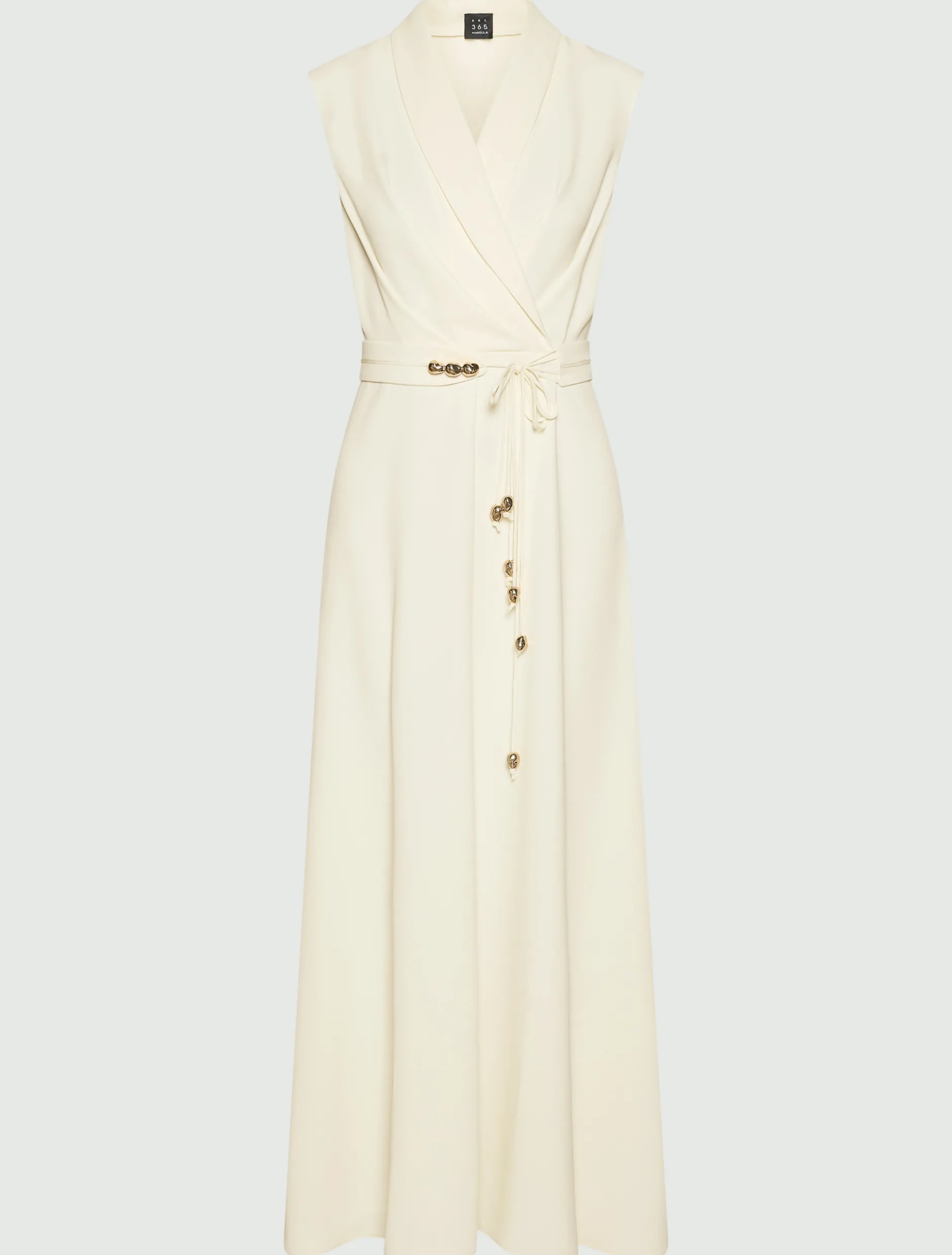 Abito smanicato in envers satin - BIANCO LANA
