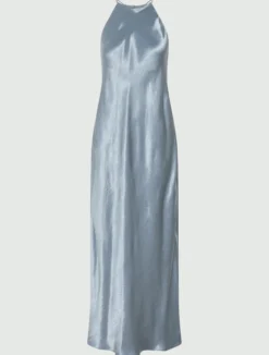 Abito smanicato in raso - AZZURRO POLVERE