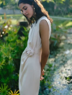 Abito smanicato in satin - CIPRIA