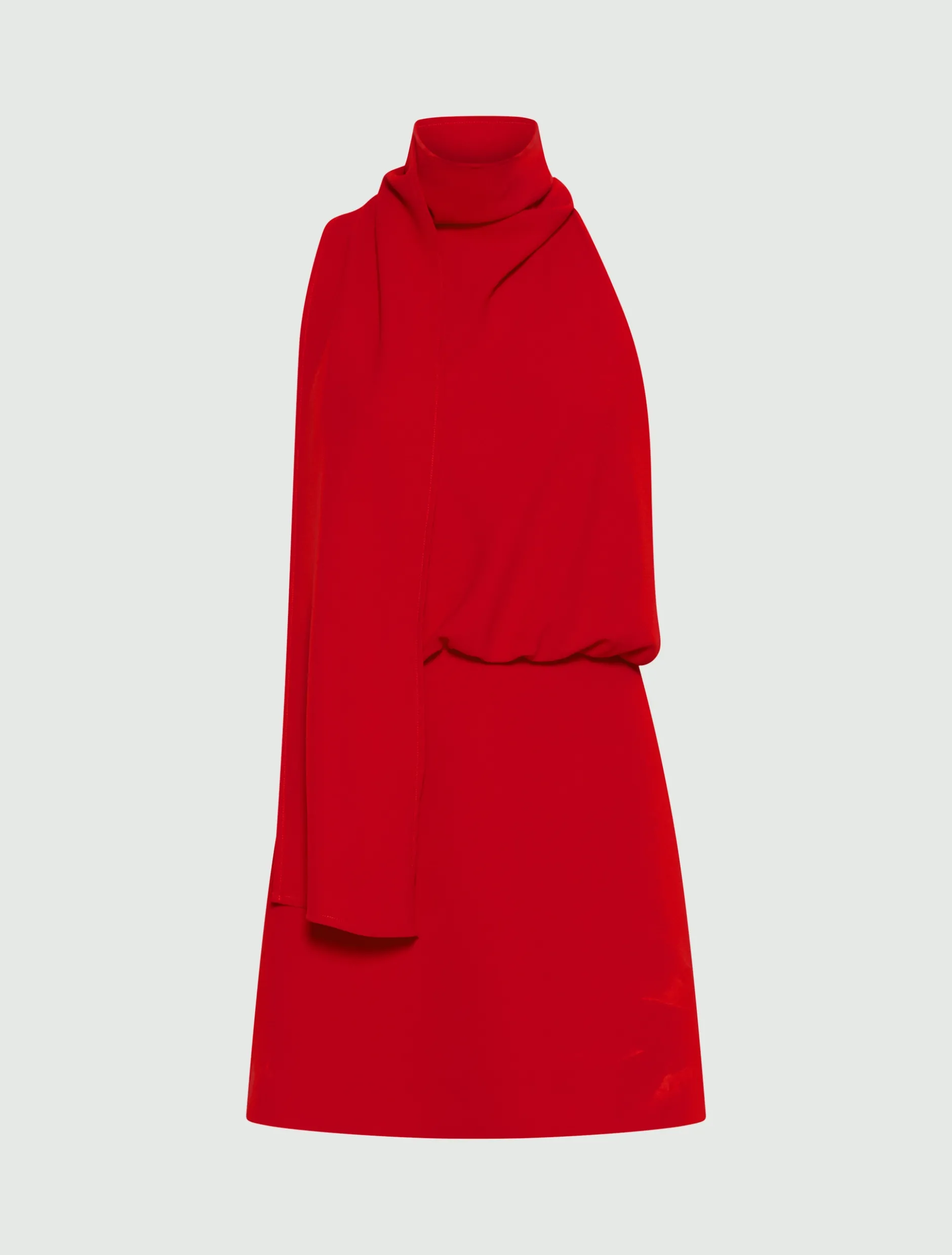 Abito svasato in envers satin - ROSSO