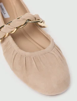 Ballerina in pelle scamosciata con catena - NUDO