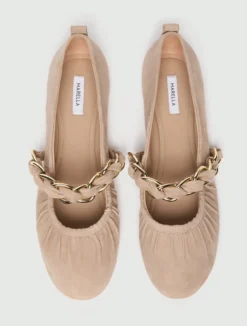 Ballerina in pelle scamosciata con catena - NUDO