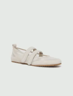 Ballerina in rete e suede - BIANCO SPORCO