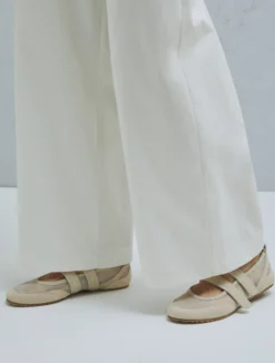 Ballerina in rete e suede - BIANCO SPORCO