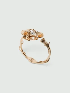 Bangle con rosa e cristallo - ORO