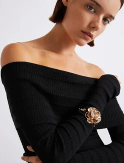 Bangle con rosa e cristallo - ORO