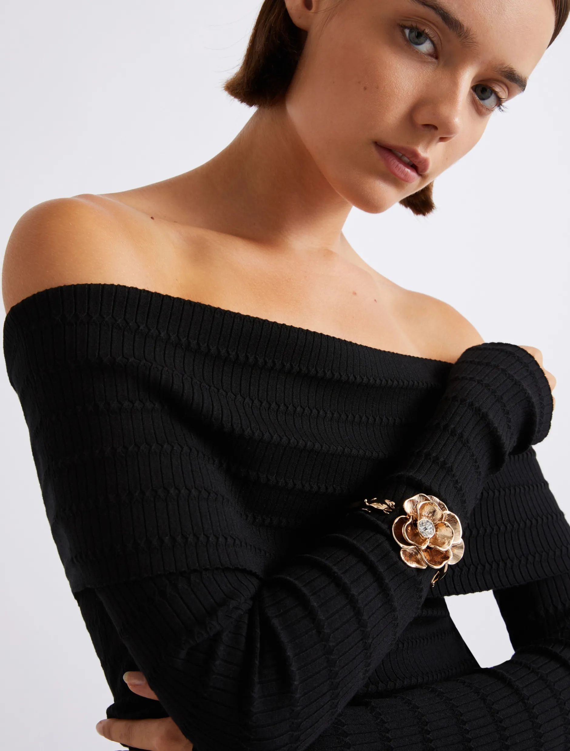 Bangle con rosa e cristallo - ORO