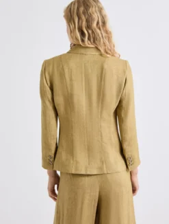 Blazer aderente in lino delavé - KAKI