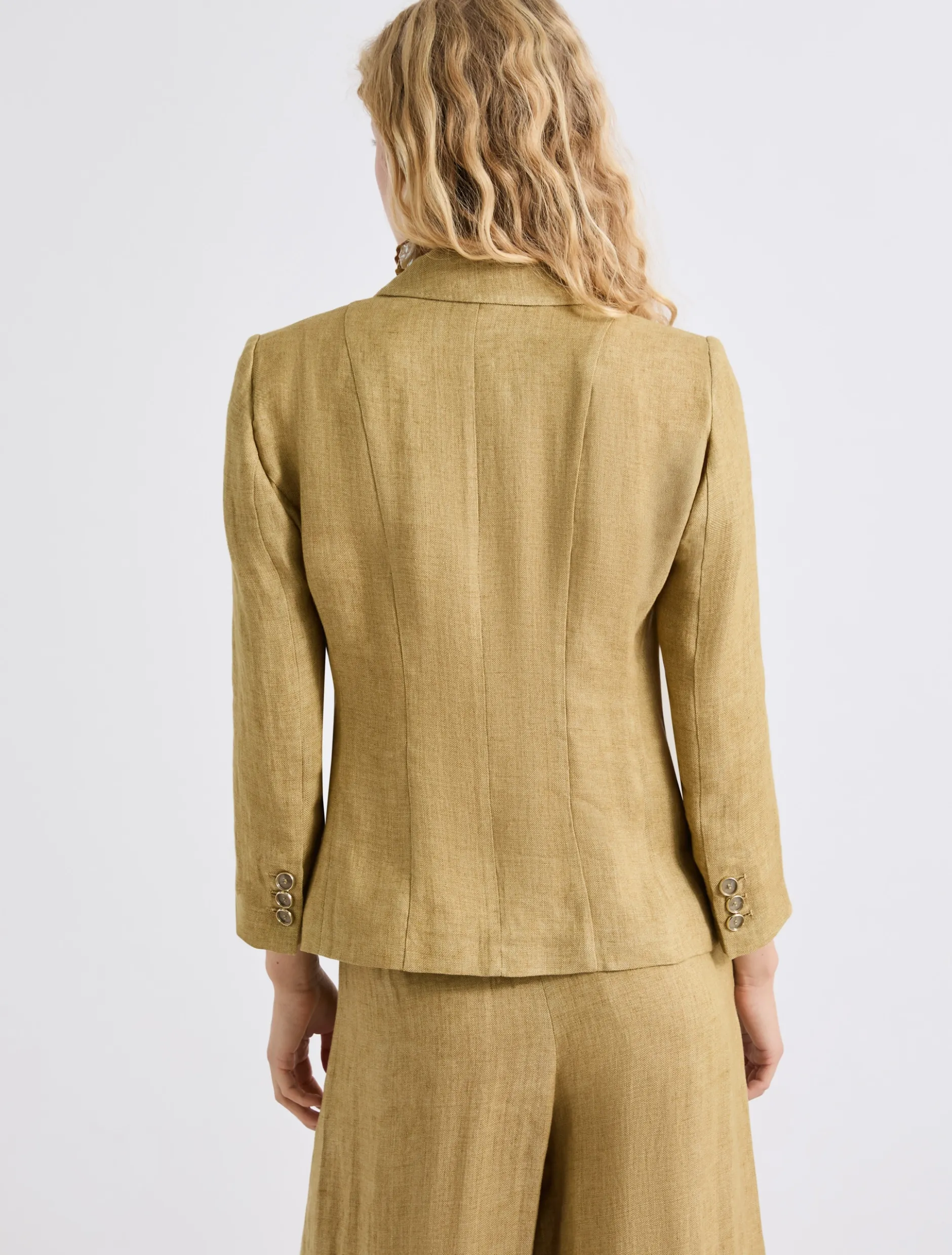 Blazer aderente in lino delavé - KAKI