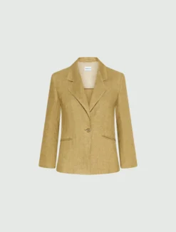 Blazer aderente in lino delavé - KAKI