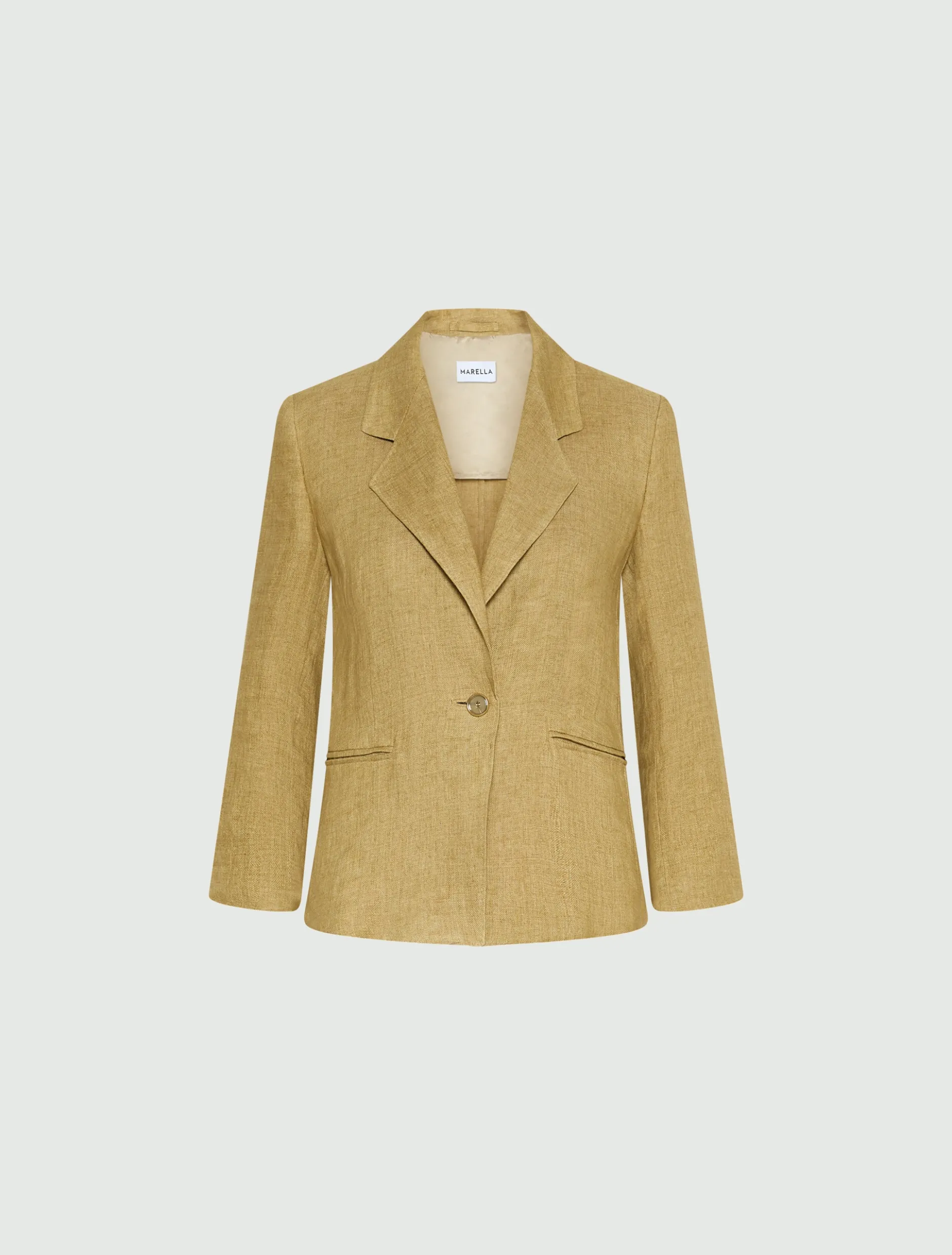 Blazer aderente in lino delavé - KAKI