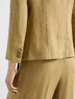 Blazer aderente in lino delavé - KAKI