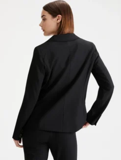 Blazer aderente in tela stretch - NERO