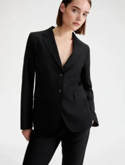 Blazer aderente in tela stretch - NERO