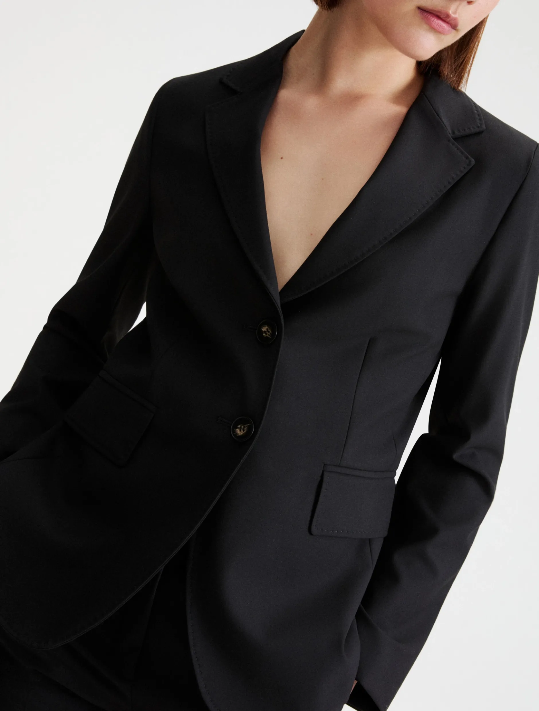 Blazer aderente in tela stretch - NERO