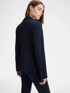 Blazer aderente in tela stretch - BLU NOTTE
