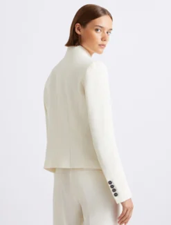Blazer corto in envers satin - BIANCO LANA