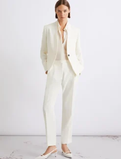 Blazer corto in envers satin - BIANCO LANA