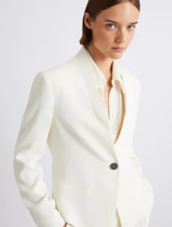 Blazer corto in envers satin - BIANCO LANA