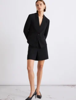 Blazer corto in envers satin - NERO