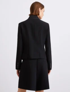 Blazer corto in envers satin - NERO