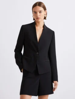 Blazer corto in envers satin - NERO
