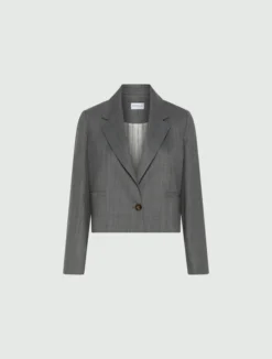Blazer corto in gabardina - GRIGIO MELANGE