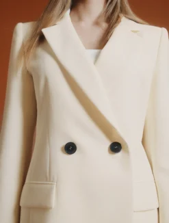 Blazer doppiopetto in envers satin - BIANCO LANA