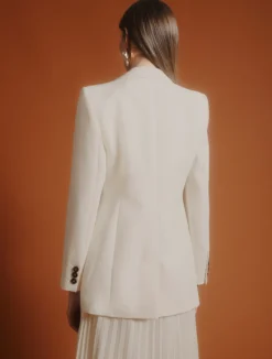 Blazer doppiopetto in envers satin - BIANCO LANA