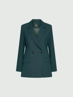 Blazer doppiopetto in envers satin - BLU PAVONE