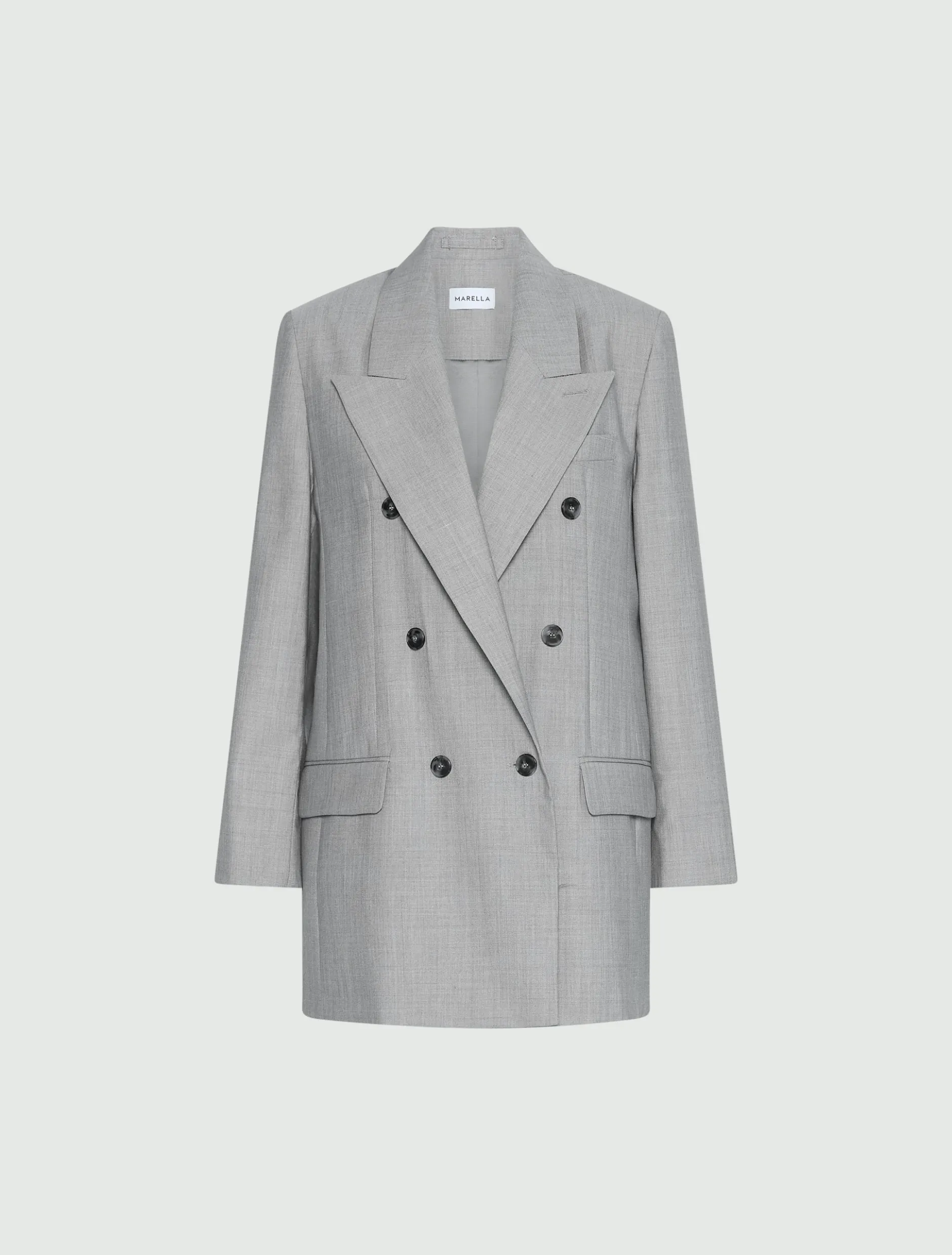 Blazer doppiopetto in grisaglia di lana e seta - GRIGIO