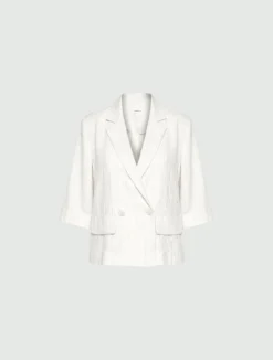 Blazer doppiopetto in lino e viscosa - SABBIA