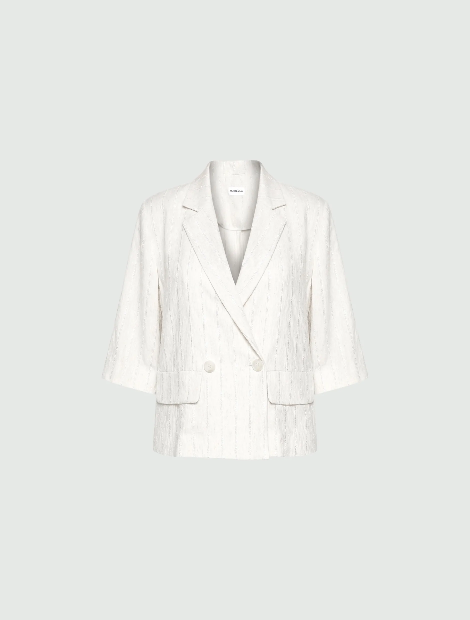Blazer doppiopetto in lino e viscosa - SABBIA