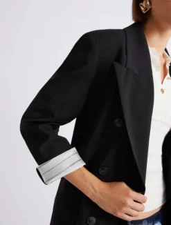 Blazer doppiopetto in pura lana - NERO