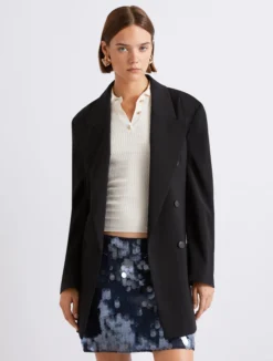Blazer doppiopetto in pura lana - NERO